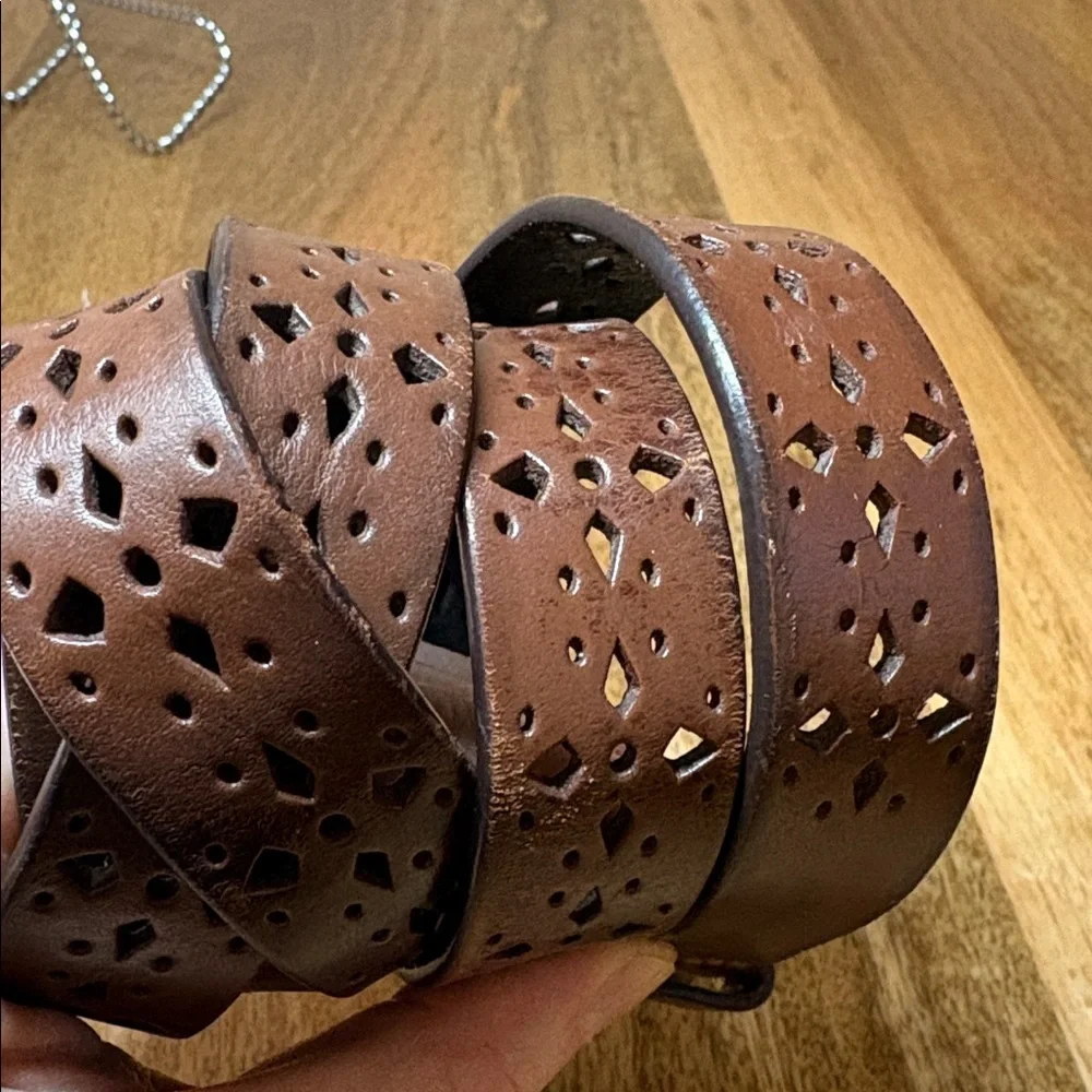 Unbranded Brown Leather Perforated Belt